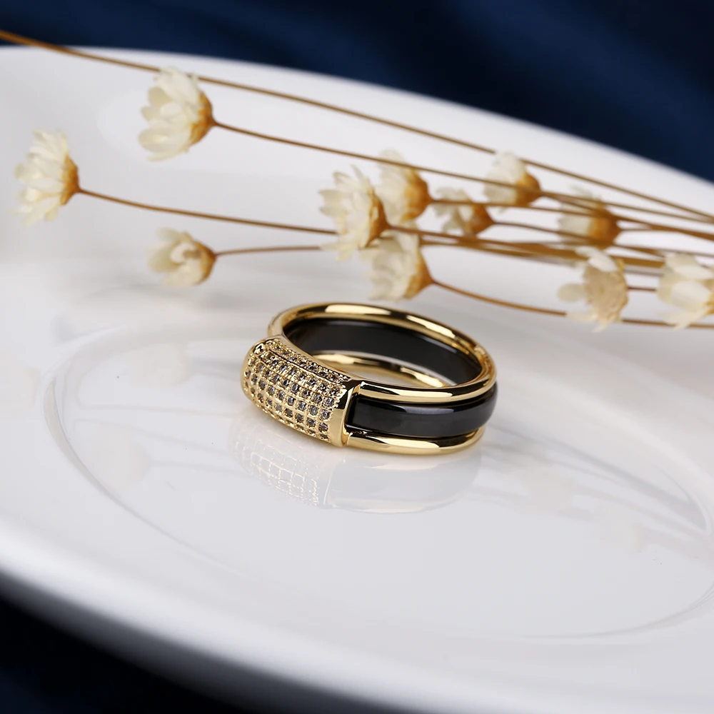 2 pcs/Set 585 Gold Rings Bling Rhinestone 2 Layer Detachable Ceramic Rings for Women finger rings fashion rings fashion ring metal rings gold rings