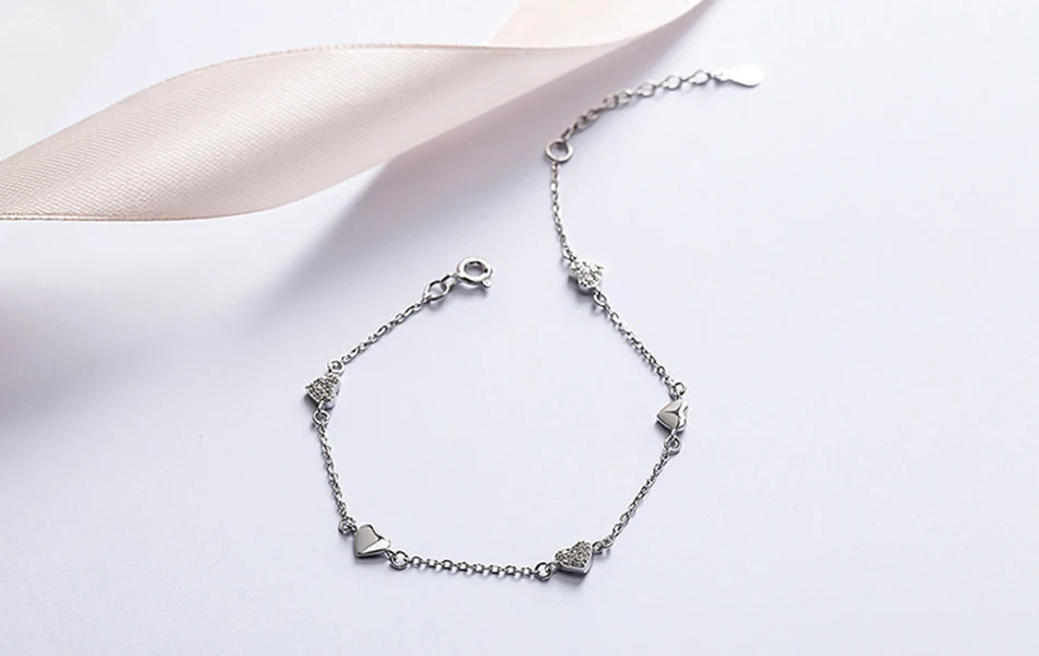 ORSA JEWELS 925 Браслеты стерлингового серебра для Для женщин сердечными амулетами AAA ослепительно CZ Женская мода вечерние ювелирные изделия подарок ASB02