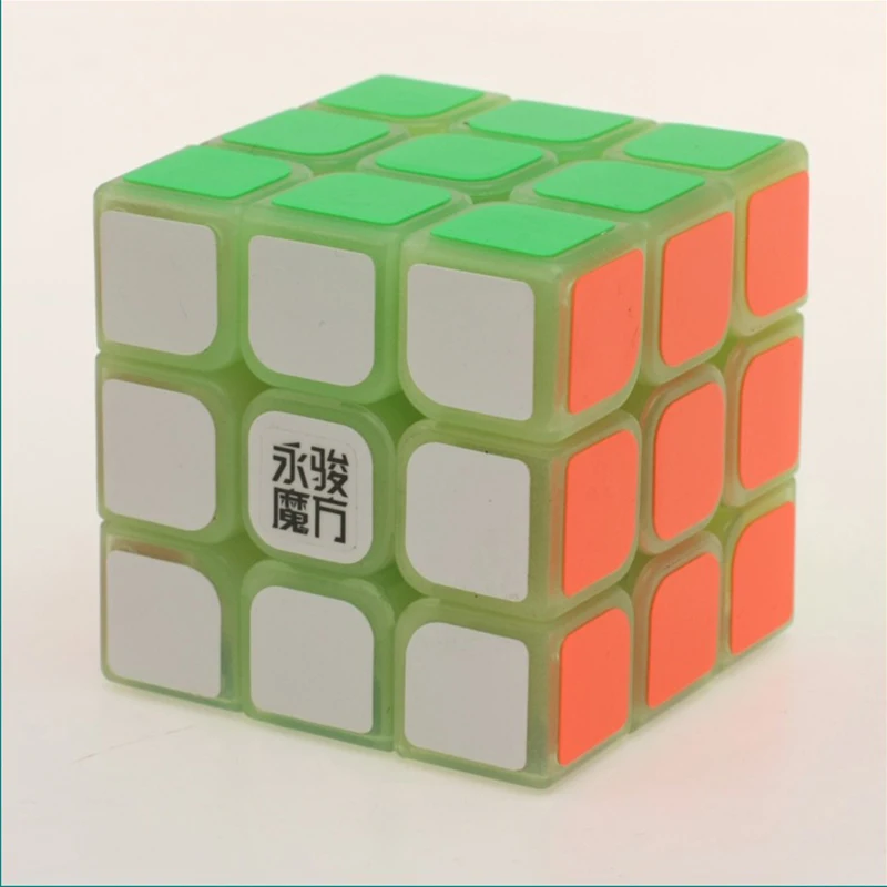 YJ YongJun SuLong 3x3x3 Magic cube 57 мм Световой прозрачный зеленый белый черный Professional гладкой
