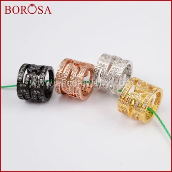 

BOROSA CZ Micro Zircon Pave Metal Copper Crystal Bead,High Quality Cubic Zircon European Style Bead for Jewelry Making WX667