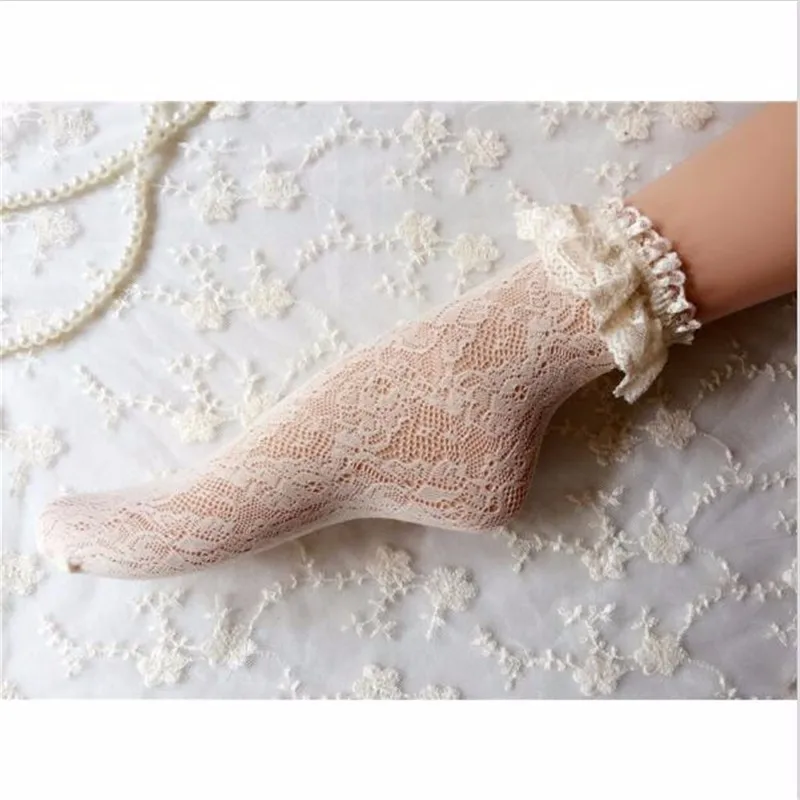 Модные женские Кружевные Гофрированные короткие носки с оборками для девочек, милые винтажные женские белые свадебные носки принцессы в стиле Харадзюку