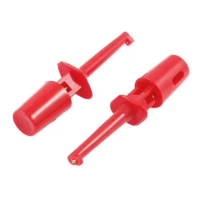 

10 x Red Plastic Multimeter Test Cable SMD IC Hook Clip Grabbers 1.6