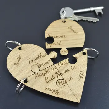 

Personalised Jigsaw Heart Keyring Set - Hen Party Bridesmaid Gift Lot