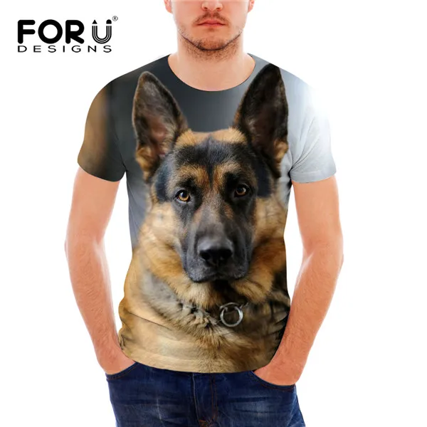 FORUDESIGNS/крутая немецкая овчарка, 3D печать, мужская летняя футболка, дышащие топы с коротким рукавом, футболки, новинка, мужская одежда - Цвет: H9253CF