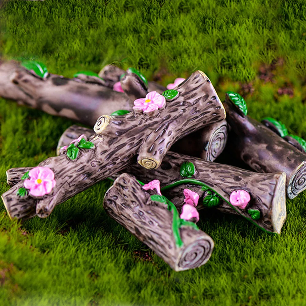 

4PCS/Lot Cute Flower Tree Stump Bonsai Figurines Fairy Garden Miniatures For Terrariums Ornament Dollhouse Home Decor