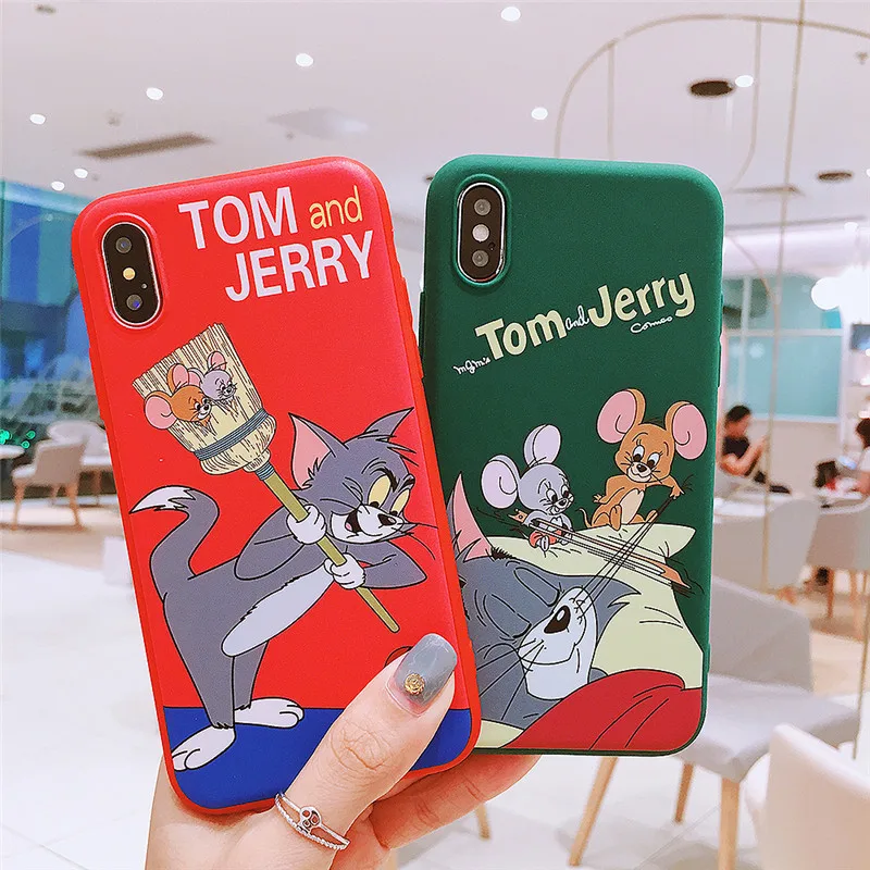lovely cartoon cat mouse tom Jerry funny Mobile Phone Case for iphone XS MAX XR 6 6s 7 8 plus X 10 Soft TPU fashion case Shell |