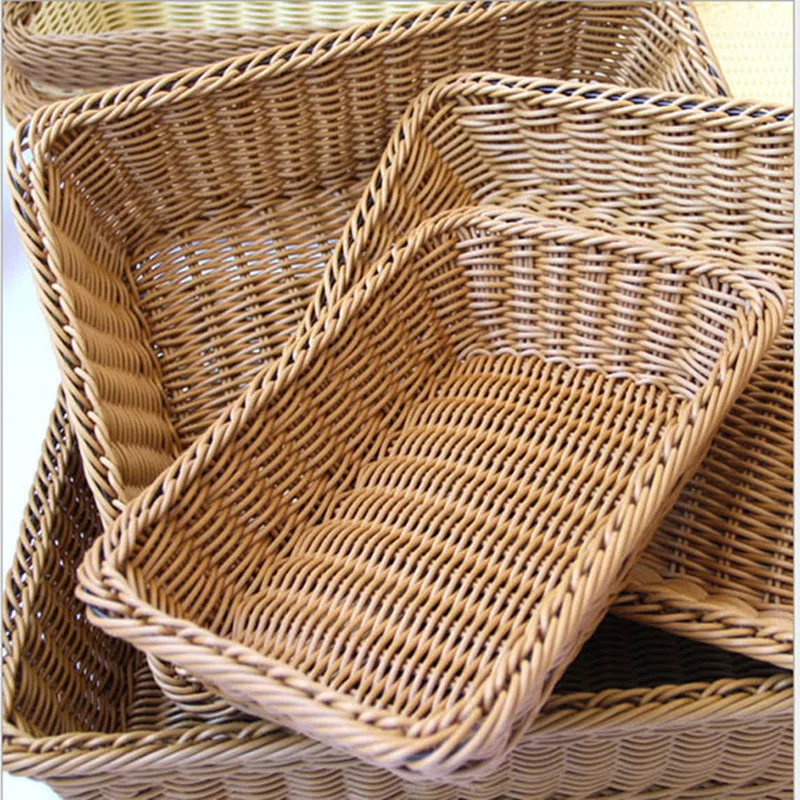 

Rattan Rectangular Storage Baskets Fruit Basket of Bread Dish Food Nuts for Kitchen and Living Room Dining Room Utensil
