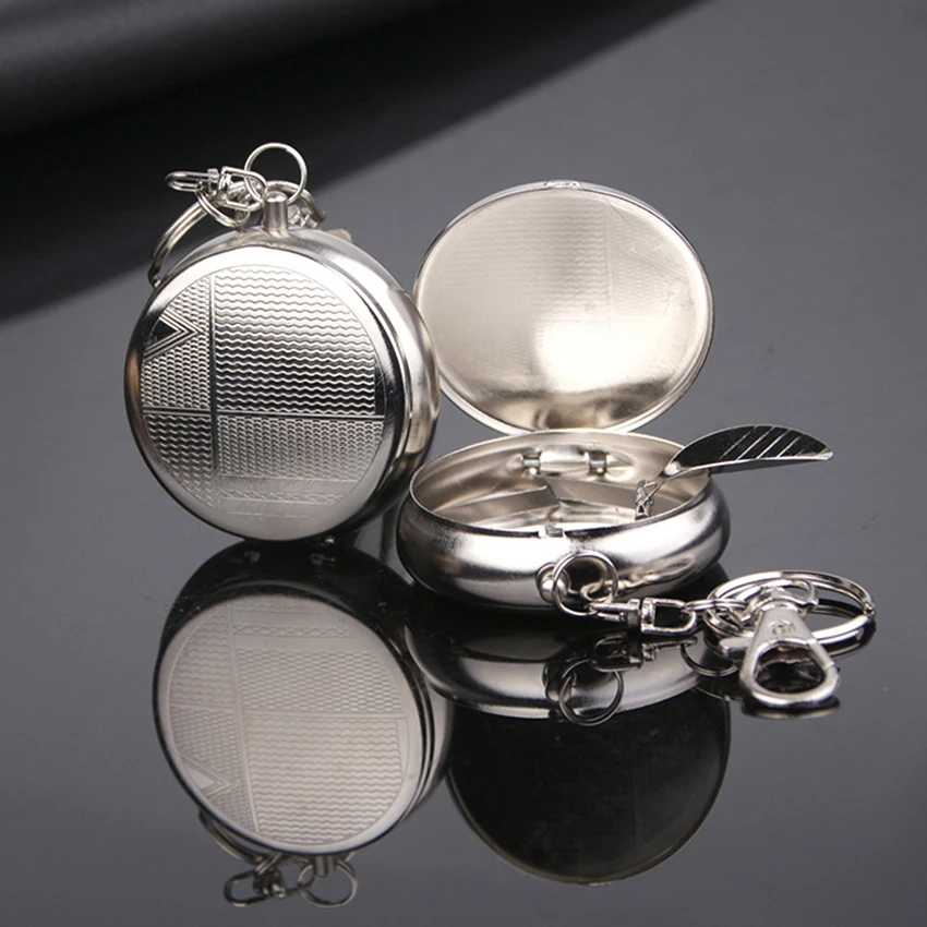 

1pc Mini Round Cigarette Keychain Metal Ashtray Pocket Smoke Ash Box Storage Key Ring Outdoor Camping Travel Ashtray NEW