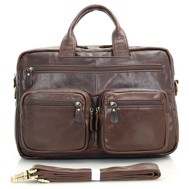 Vintage Real Genuine Leather Men Messenger Bags Cow Leather Briefcase Bussiness Portfolios Cowhide Shoulder Bag VP