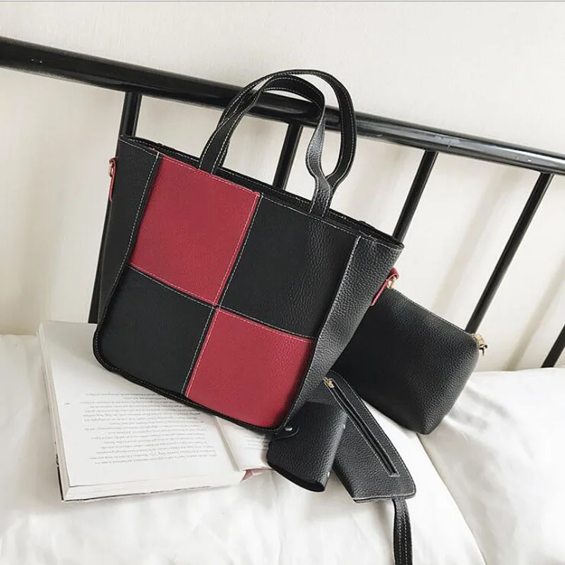 

Women Bag Vintage Messenger Bags Shoulder Handbag Women Top-Handle Crocodile Pattern Composite Bag Purse Wallet Leather
