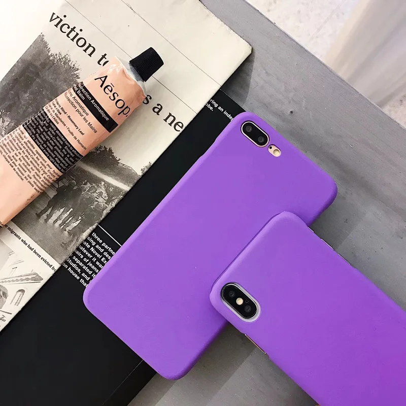 Фиолетовый Цвет Изысканный Матовый Жесткий чехол для телефона iphoneX 8 8plus