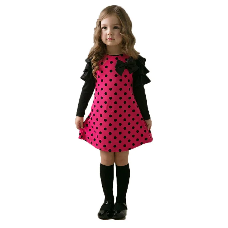 

Girls dresses Autumn&Spring Children clothing girls dot dress long-sleeve kids girls princess dress kids clothes 40