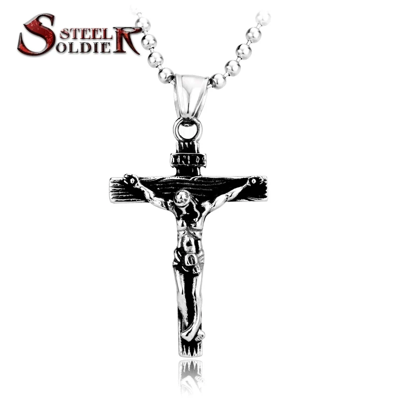 

Steel soldier titanium steel jesus cross pendant personality high quality religion pendant jelwery BP8-083