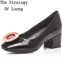 Женская Повседневная модная обувь из лакированной кожи с квадратным носком; Новое поступление; женская обувь с большой застежкой; 20170205