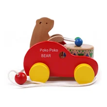 Деревянный медведь избиение барабаны автомобиль перетащить малыша развития образования рано интеллектуальное детские подарки малыша головоломки детские игрушки
