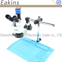 3.5X 7X 45X 90X simul-focal Тринокулярный Стерео микроскоп VGA цифровой микроскоп камера сумка пайки тепла коврик