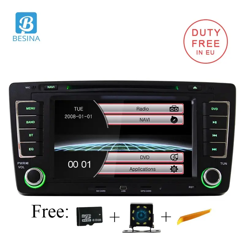 Besina 2 Din 7 дюймов Автомобильный dvd плеер для SKODA Octavia 2009 2013 GPS навигация Радио руль
