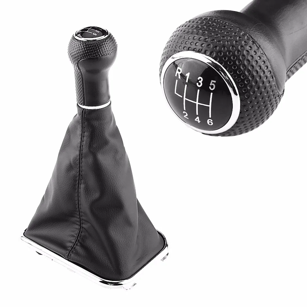Buy 6 Speed Black Leather Car Manual Gear Shift Knob