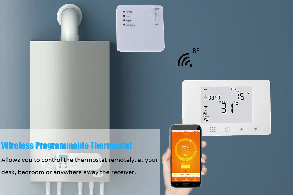 Wifi& RF беспроводной wifi комнатный термостат настенный газовый котел Отопление дистанционное управление контроль температуры Лер для Alexa& Google