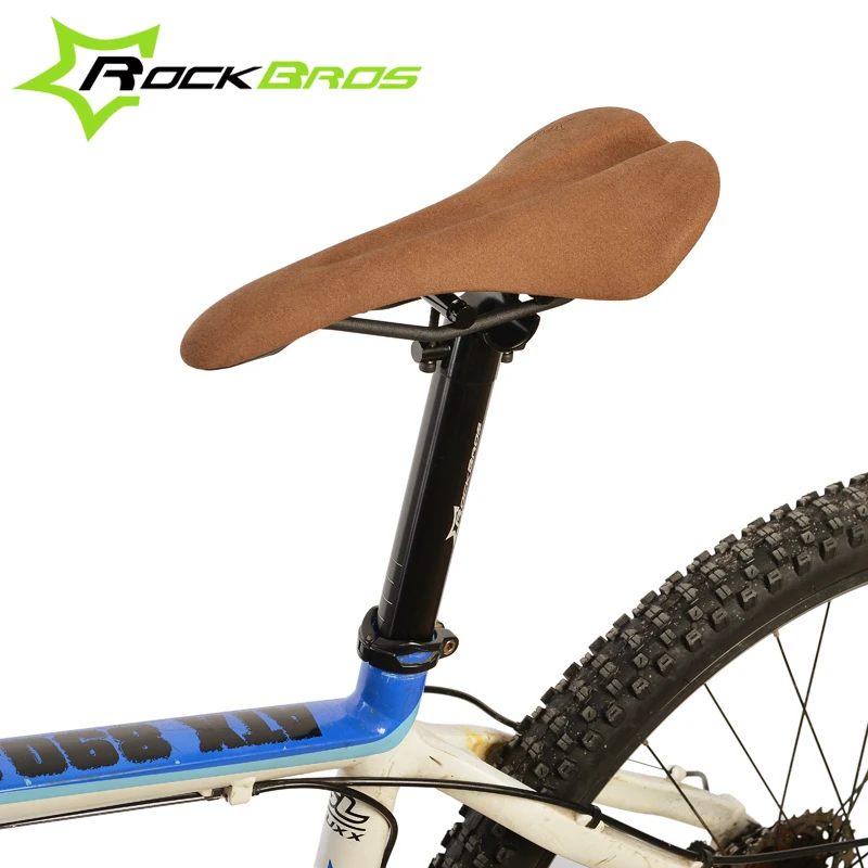 Rockbros Mountain MTB Road Bicycle Bike Saddle Microfiber Leather Browm
