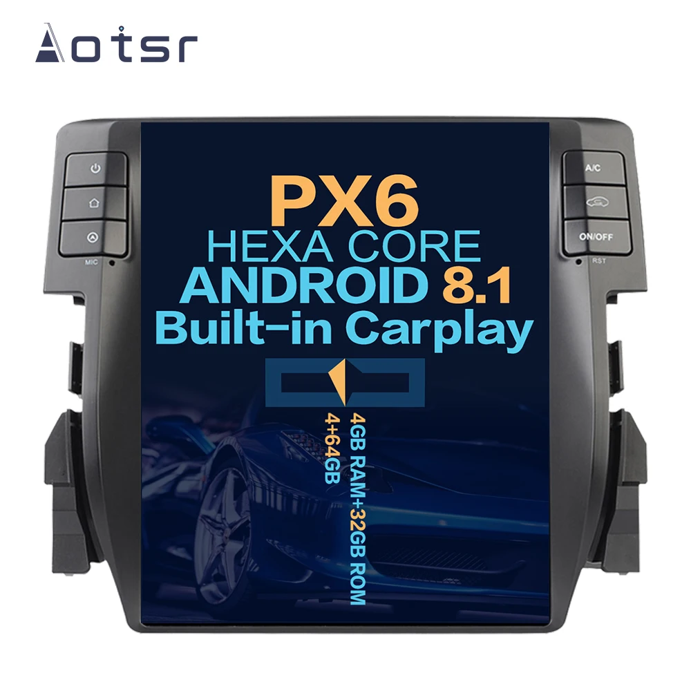 Discount Aotsr Tesla 10.4” Vertical screen Android 8.1 Car DVD Multimedia player GPS Navigation For Honda Civic 2016 2017 2018 carplay 0 Discount Aotsr Tesla 10.4” Vertical screen Android 8.1 Car DVD Multimedia player GPS Navigation For Honda Civic 2016 2017 2018 carplay 0
