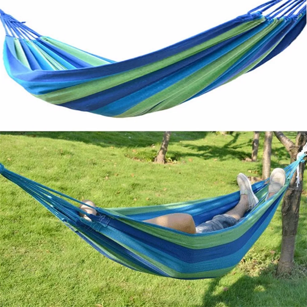 2017 New Portable Nylon Fabric Rope Outdoor Swing Garden Camping Hanging Sleeping Hammock Canvas Bed With