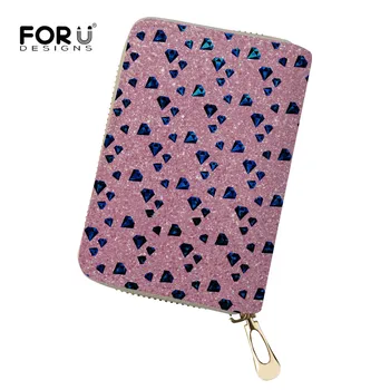 

FORUDESIGN Women Coin Purses Purple Diamants Pattern Card Holder Wallet Mini Credit Card Holders For Female Lovely Cash Package