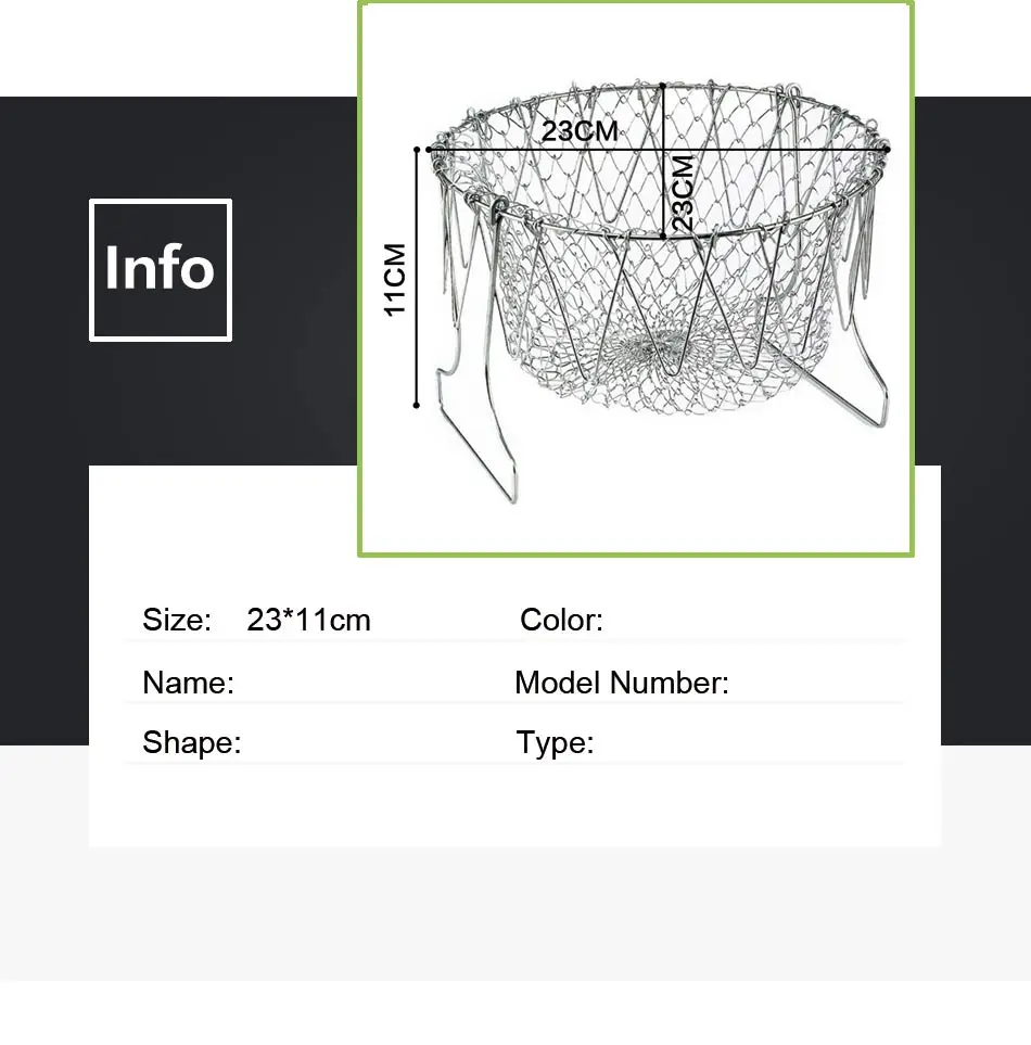 Складной дуршлаг, сетчатая корзина, промывка паром, фильтр из нержавеющей стали, Кухонное сито, фри, корзина для французского шеф-повара, инструменты для приготовления пищи
