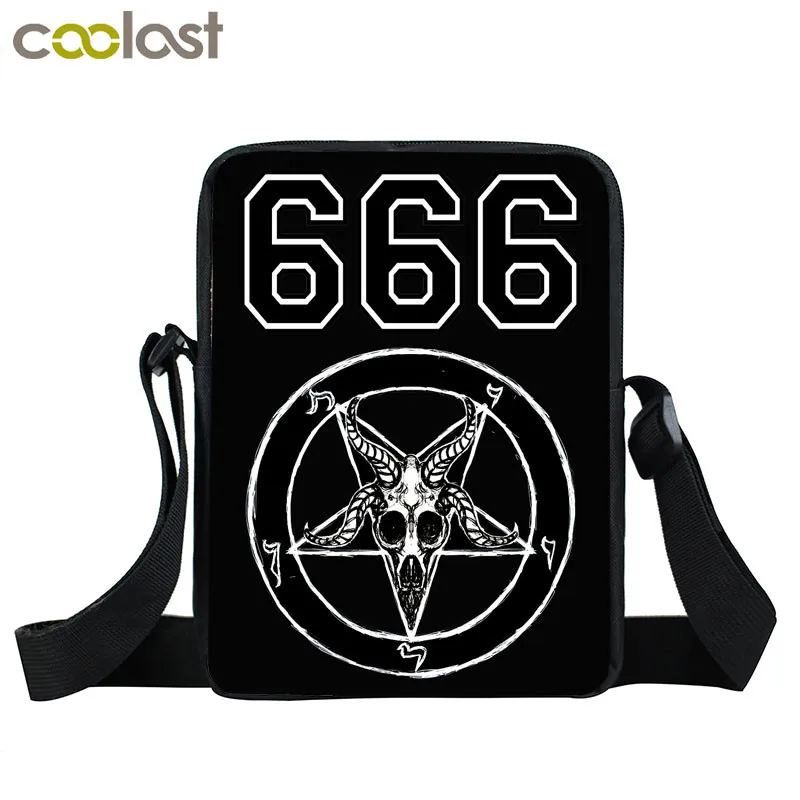 С надписью «Hail satan»/Baphomet/666 мини-сумка-мессенджер, маленькие сумки через плечо для женщин, мужская сумка на плечо, сумка для мальчиков, сумка для книг, детский подарок