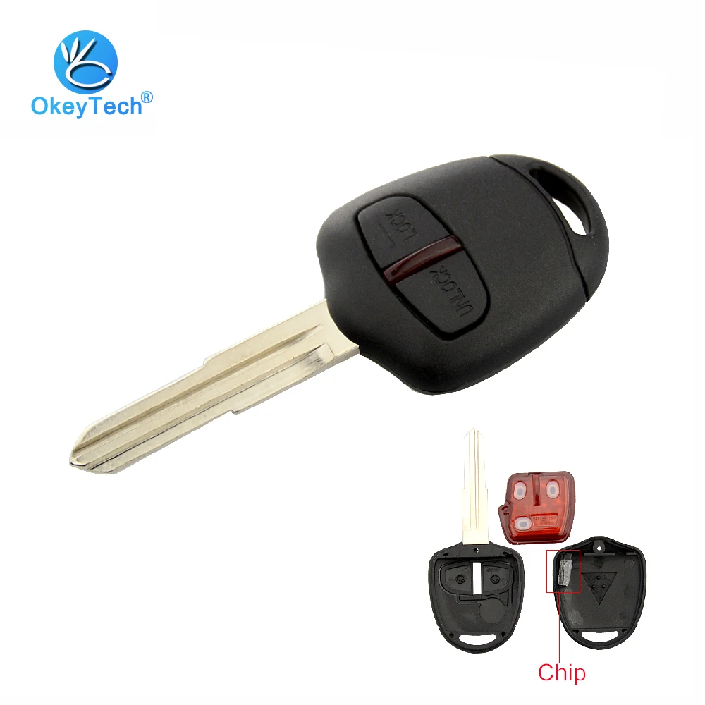 Дистанционный ключ OkeyTech для Mitsubishi 433 МГц ID46 чип 2 кнопки Uncut MIT8 лезвие Outlander Pajero Triton