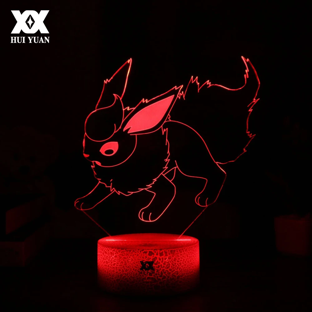 HUI YUAN New Pokemon Flareon 3D Lamp Cartoon Creative LED
