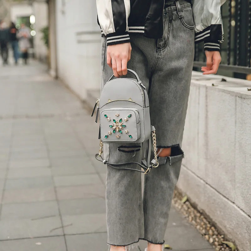 2019 nuevos diamantes de la manera mujeres de cuero mochilas Mini damas mochilas adolescente Grils hombro mochila S147