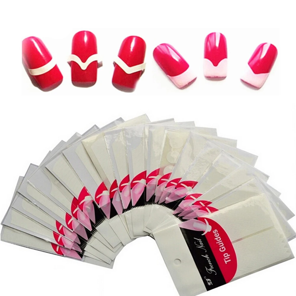 

1 X Hot Selling French Manicure Nail Art 18 Style Guide Sticker DIY Stencil Tip Form Fringe Nails Decal Decorations LAFJ0118