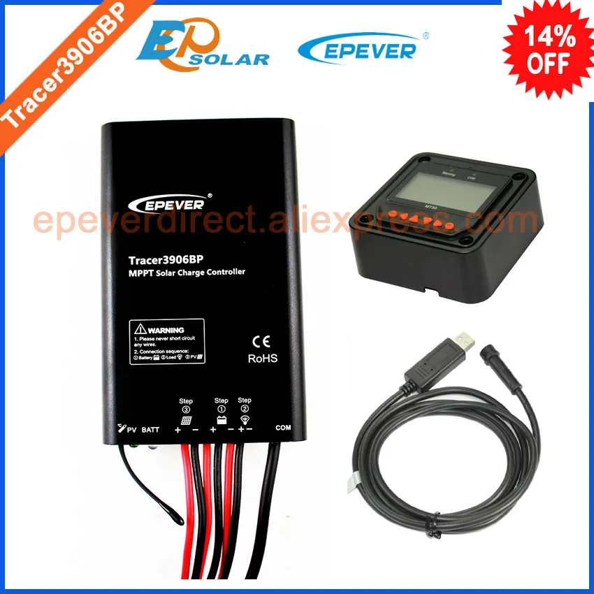 

Tracer3906BP+USB cable connect PC MT50 meter not for lithium battery solar battery controller 15A 15amp