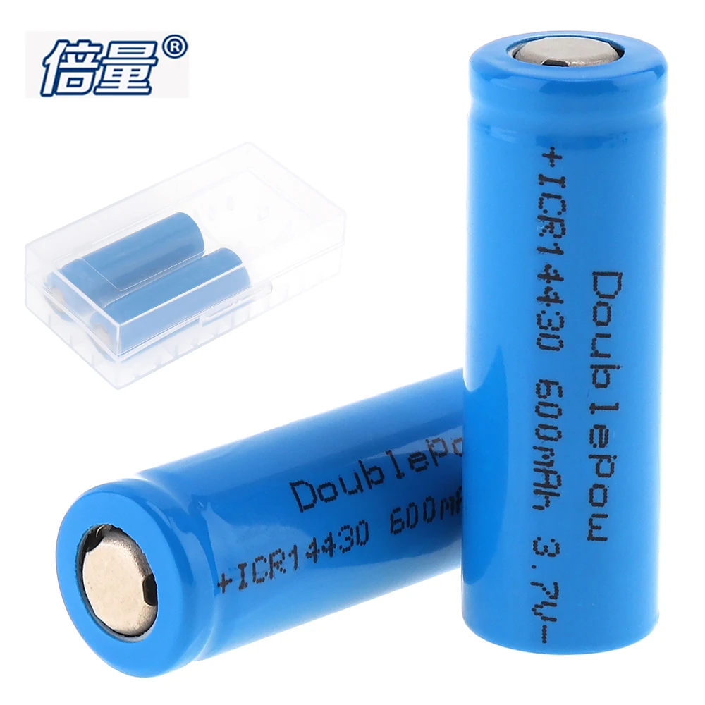 

2pcs Doublepow 600mAh 3.7V 14430 Li-ion Rechargeable Battery with Safety Relief Valve + Portable Battery Storage Box Case Holder