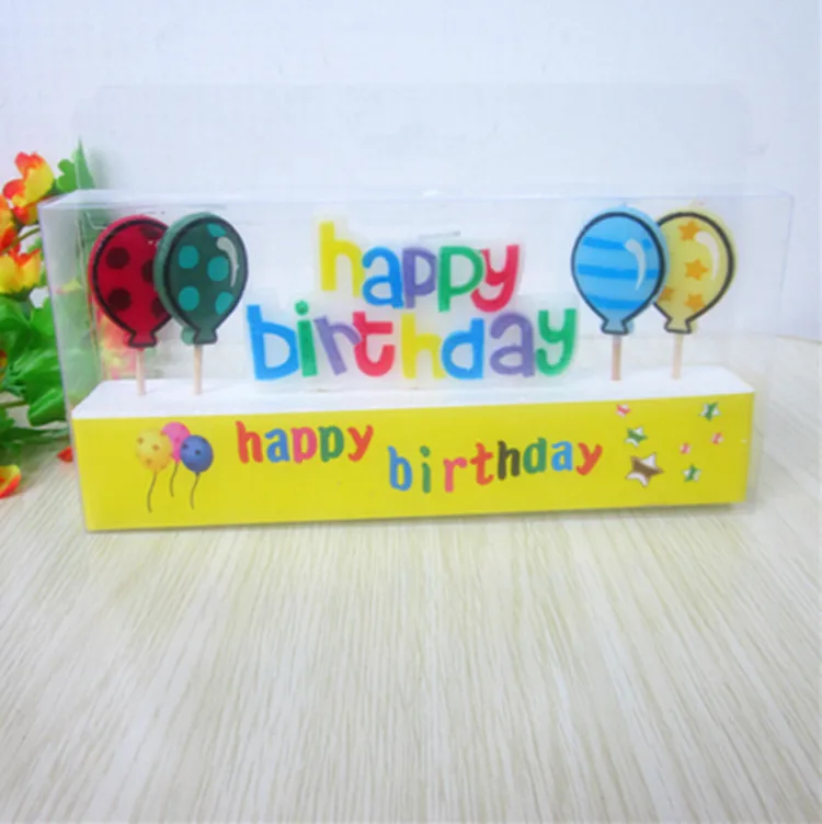 12 упак./лот 5 в одном с днем рождения воздушные шары свечи для торта набор палочек, красочные украшения для дня рождения