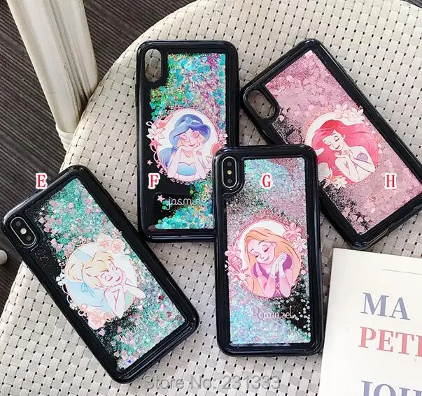 

C-ku For Iphone X XS MAX XR 8 7 PLUS 6 6S 3D Liquid Glitter Soft TPU Case Hello Kitty Flower Cartoon Quicksand Skin Cover 100pcs