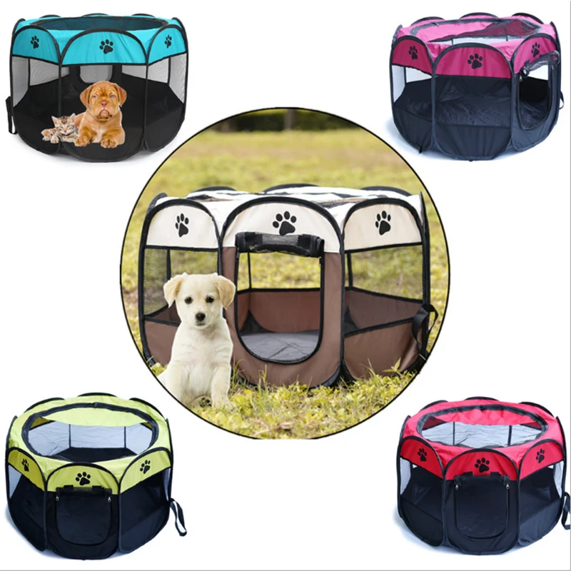 

Portable Folding Pet Tent Octagonal Fence Dog House Cage Puppy Cat Tent Playpen Kennel Easy Operation Outdoor Supplies Wholesale