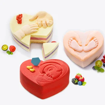

Silicone Mold Heart Shape Baby Feet Cake Design Pan Mousse Mold Baking Decorating Tools Accessories DIY Handmade Baking Mold