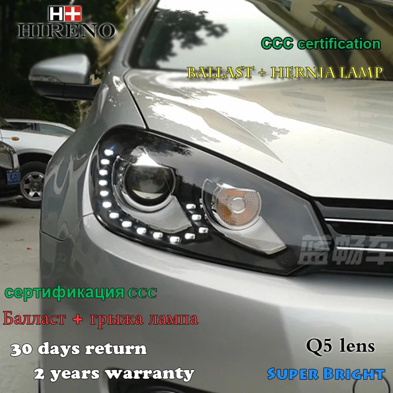 Hireno фары для 2009-2012 Volkswagen Гольф 6 Гольф 6 фара в сборе СИД DRL ангел объектив двойной луч HID ксеноновые 2 шт