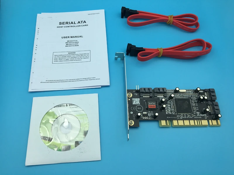 Высокое качество PCI до 4 SATA Raid карты Поддержка низкопрофильный кронштейн чип для SIlicom изображения 3114