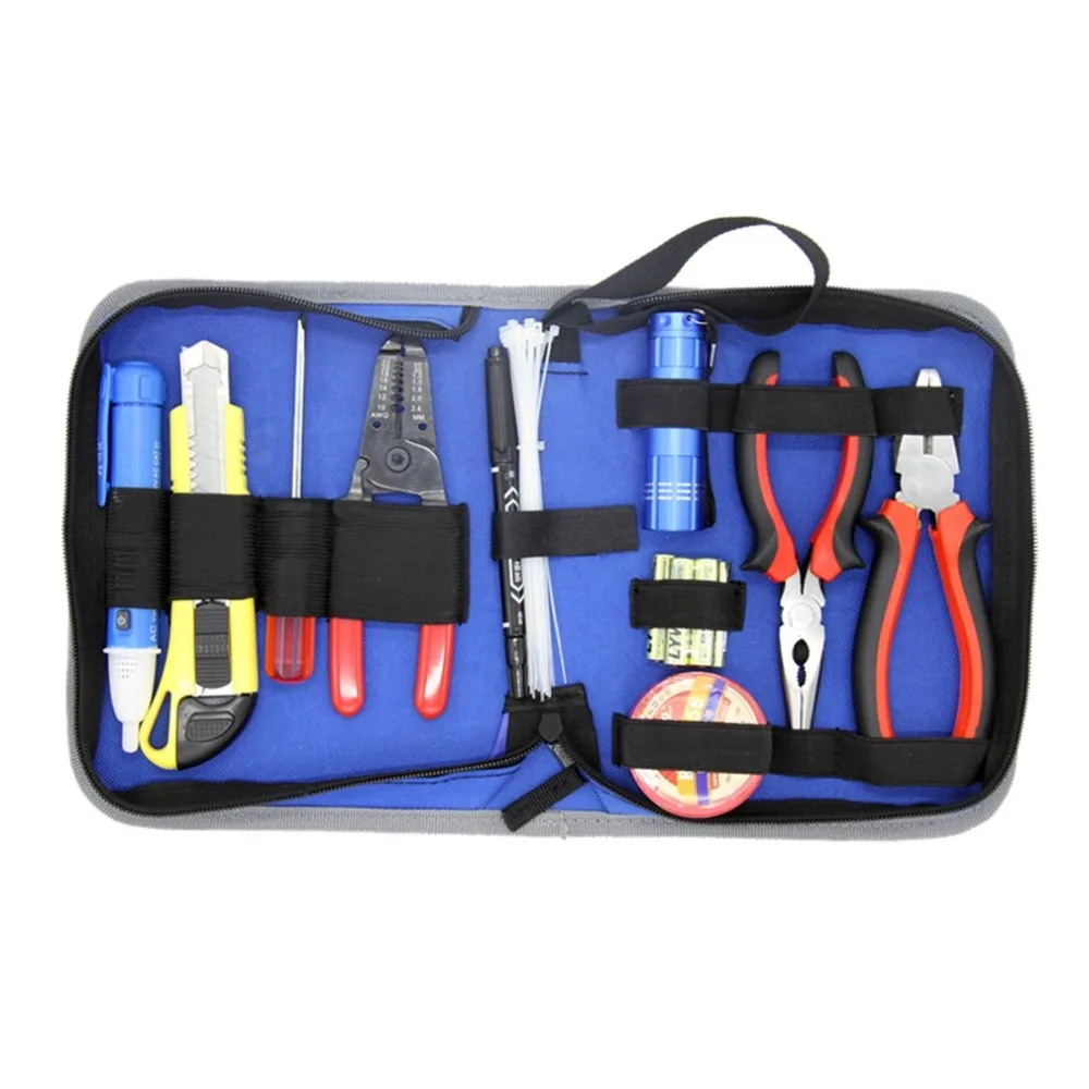 

NF-1207 Electrician Necessary Practical Tools Kit Full Complete Stripping Trimming Wiring Electroscope Tools With Carrying Bag