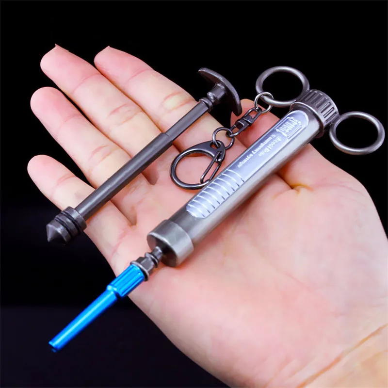  New Arrive PUBG Playerunknown's Battlegrounds Logo Adrenaline syringe Keychain Pendant Cosplay Acce