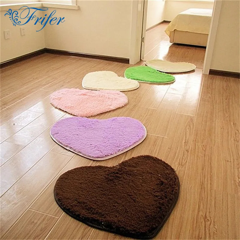 Soft Heart Design Fluffy Mat Rug Bedroom Fake Faux Fur Carpet Floor