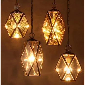 

Vintage Retro made of glass all copper single head pendant light dining bedroom balcon corridor single pendant light FG999