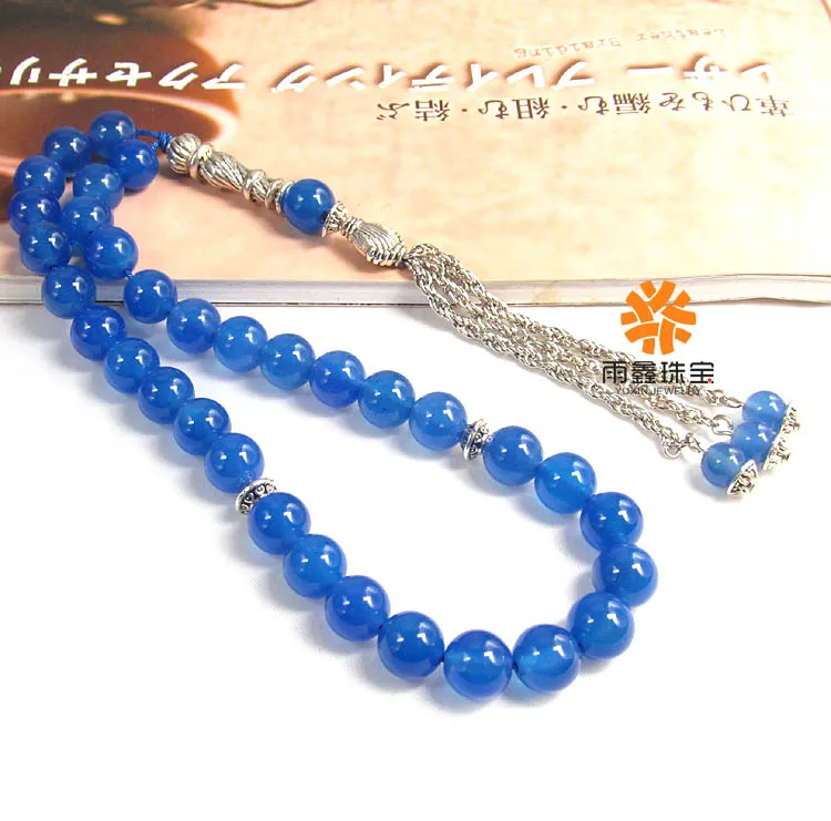 

2019 New Blue Stone bead Islamic musilm 33 prayer beads tashih Rosary beads MIsbaha For thanks giving day Halloween Holiday gift