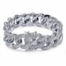 Серебряный/Золотой цветной AAA циркон, Круглый, в Майами, кубинская сеть, браслет для мужчин, хип-хоп, Bling Iced Out, стразы CZ Rapper браслеты, ювелирные изделия