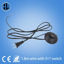 line Cable On Off Power Cord 1.8m For LED Lamp with 317 Button switch  EU/US Plug Light Switching White or Black Wire Extension