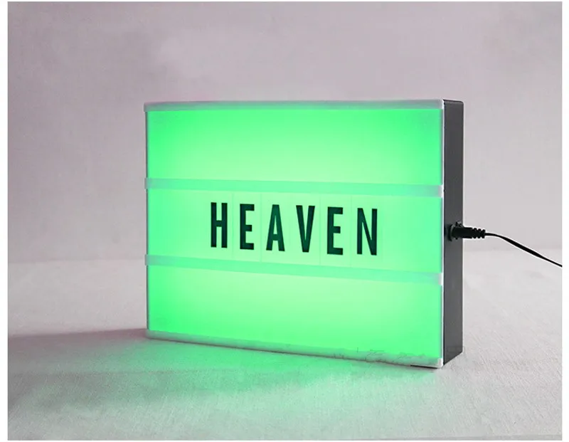 A4 размеры RGB Cinemaic лайтбокс ночь светильник на батарейках или USB кабель DIY световой короб с 90 шт. цвет буквы декор Освещение