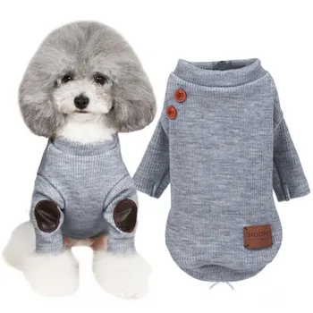 

Autumn Spring Small Pet Sweater Button Decoration Puppy Sweater Apparel